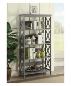 Oxford 5 Tier Bookcase Gray - Breighton Home