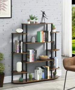 52.5" Designs2Go Wall Unit Bookshelf Barnwood/Black Poles - Breighton Home