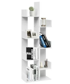 Costway 8-Tier Bookshelf Bookcase w/8 Open Compartments Space-Saving Storage Rack White/Black -Bookshelves Sales Shop unnamed file 491