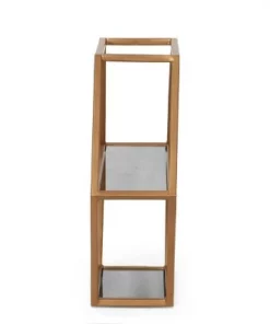 17" Lepley Modern Glam Handcrafted Glass 2 Shelf Hexagonal Decorative Shelf Antique Gold - Christopher Knight Home -Bookshelves Sales Shop unnamed file 4943