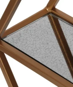 17" Lepley Modern Glam Handcrafted Glass 2 Shelf Hexagonal Decorative Shelf Antique Gold - Christopher Knight Home -Bookshelves Sales Shop unnamed file 4944