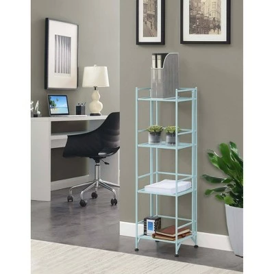 45" Xtra Storage 4 Tier Folding Metal Shelf Sea Foam - Breighton Home 3 45" Xtra Storage 4 Tier Folding Metal Shelf Sea Foam - Breighton Home