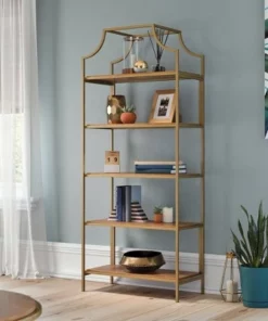 70.88" 5 Shelves International Lux Metal Frame Bookcase Sindoori Mango - Sauder