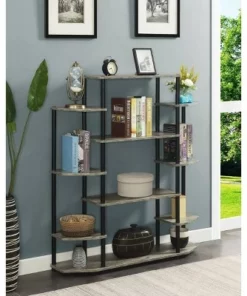 52.5" Designs2Go Wall Unit Bookshelf Faux Birch/Black Poles - Breighton Home