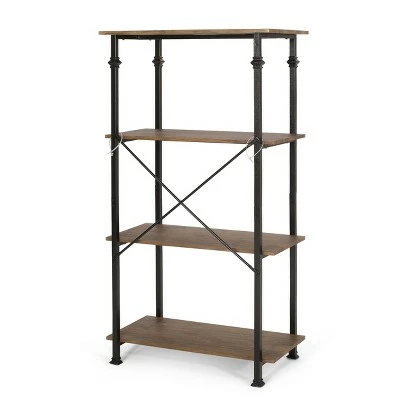 Bauman Modern Industrial 4 Shelf Etagere Bookcase - Christopher Knight Home Gray/dark Bronze 4 Bauman Modern Industrial 4 Shelf Etagere Bookcase - Christopher Knight Home Gray/dark Bronze - Image 2