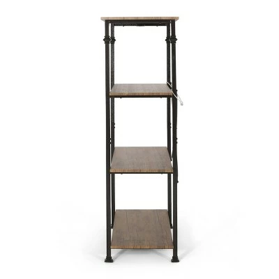 Bauman Modern Industrial 4 Shelf Etagere Bookcase - Christopher Knight Home Gray/dark Bronze 5 Bauman Modern Industrial 4 Shelf Etagere Bookcase - Christopher Knight Home Gray/dark Bronze - Image 3