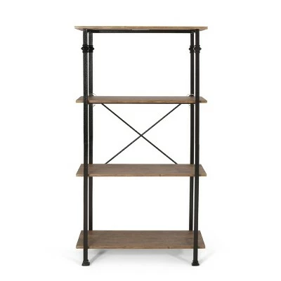 Bauman Modern Industrial 4 Shelf Etagere Bookcase - Christopher Knight Home Gray/dark Bronze 11 Bauman Modern Industrial 4 Shelf Etagere Bookcase - Christopher Knight Home Gray/dark Bronze - Image 9