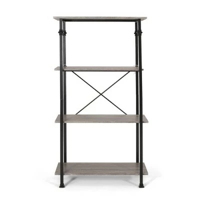 Bauman Modern Industrial 4 Shelf Etagere Bookcase - Christopher Knight Home Gray/dark Bronze 12 Bauman Modern Industrial 4 Shelf Etagere Bookcase - Christopher Knight Home Gray/dark Bronze - Image 10