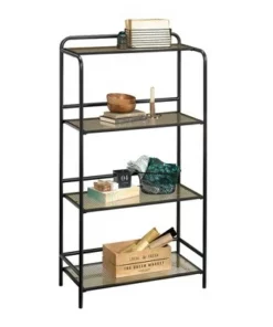 52" Boulevard Café Open Shelving with Vintage Oak Accents Black - Sauder