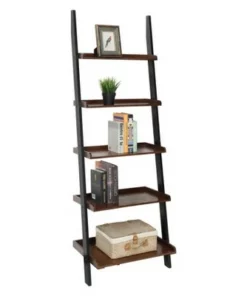 72.25" French Country Bookshelf Ladder Dark Walnut/Black - Breighton Home