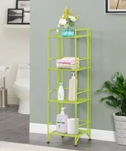45" Xtra Storage 4 Tier Folding Metal Shelf Lime - Breighton Home