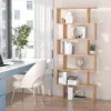 HOMCOM 75.5"H Bookcase 6 Shelf S-Shaped Bookshelf Wooden Storage Display Stand Shelf Organizer Free Standing Oak -Bookshelves Sales Shop unnamed file 5022