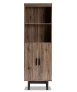 73" 2 Door Arend Two-Tone Wood Bookshelf Brown - Baxton Studio -Bookshelves Sales Shop unnamed file 5038