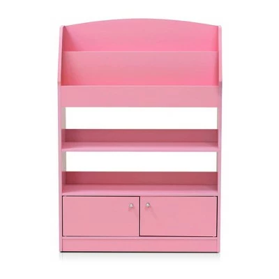 Furinno KidKanac Bookshelf Bookcase with 4 Shelves and Toy Storage Cabinet for Bedroom, Living Room or Playroom Organization, Pink 3 Furinno KidKanac Bookshelf Bookcase with 4 Shelves and Toy Storage Cabinet for Bedroom, Living Room or Playroom Organization, Pink