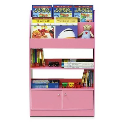 Furinno KidKanac Bookshelf Bookcase with 4 Shelves and Toy Storage Cabinet for Bedroom, Living Room or Playroom Organization, Pink 5 Furinno KidKanac Bookshelf Bookcase with 4 Shelves and Toy Storage Cabinet for Bedroom, Living Room or Playroom Organization, Pink - Image 3