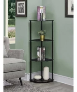 46.5" Designs2Go Classic Glass 4 Tier Corner Shelf - Breighton Home Black