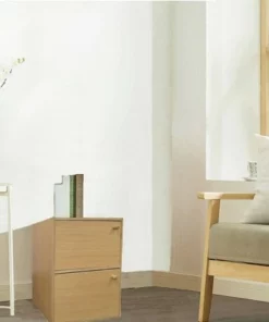 24" 2 Level Bookshelf with Doors Tan Wood - Ore International