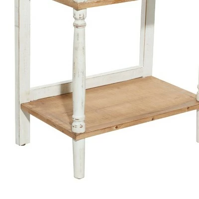 Olivia & May Farmhouse Pine Wood Shelving Unit White - Olivia & May 4 Olivia & May Farmhouse Pine Wood Shelving Unit White - Olivia & May - Image 2