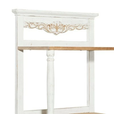 Olivia & May Farmhouse Pine Wood Shelving Unit White - Olivia & May 5 Olivia & May Farmhouse Pine Wood Shelving Unit White - Olivia & May - Image 3