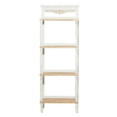 Olivia & May Farmhouse Pine Wood Shelving Unit White - Olivia & May 7 Olivia & May Farmhouse Pine Wood Shelving Unit White - Olivia & May - Image 5