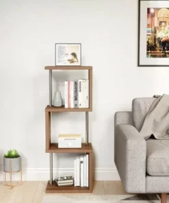 Bestier S-Shaped Bookshelf Multifunctional Bookcase Storage Shelf 43 Inch w/ Adjustable Shelves for Kitchens, Living Rooms, and Bedrooms, Walnut -Bookshelves Sales Shop unnamed file 5082