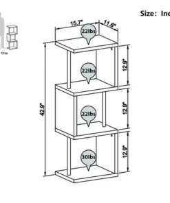 Bestier S-Shaped Bookshelf Multifunctional Bookcase Storage Shelf 43 Inch w/ Adjustable Shelves for Kitchens, Living Rooms, and Bedrooms, Oak -Bookshelves Sales Shop unnamed file 5086