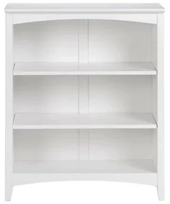 Camaflexi 3 Tier Shaker Style Open Storage Organization Bookshelf Wood Bookcase Shelf Unit w/ 2 Adjustable and 1 Fixed Shelves, White Finish