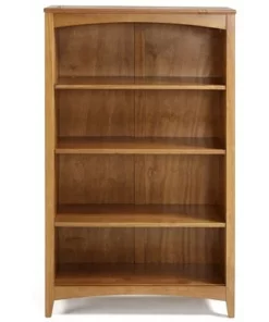 Camaflexi 4 Tier Shaker Style Open Storage Organization Bookshelf Wood Bookcase Shelf Unit w/ 3 Adjustable and 1 Fixed Shelves, Brown Cherry Finish