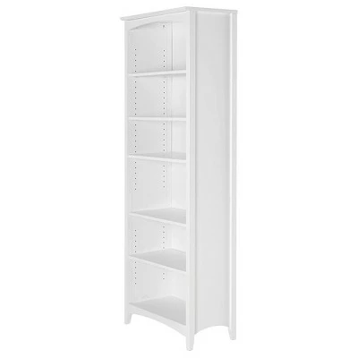 Camaflexi 6 Tier Shaker Style Open Storage Organization Bookshelf Wood Bookcase Shelf Unit w/ 4 Adjustable and 2 Fixed Shelves, White Finish 4 Camaflexi 6 Tier Shaker Style Open Storage Organization Bookshelf Wood Bookcase Shelf Unit w/ 4 Adjustable and 2 Fixed Shelves, White Finish - Image 2