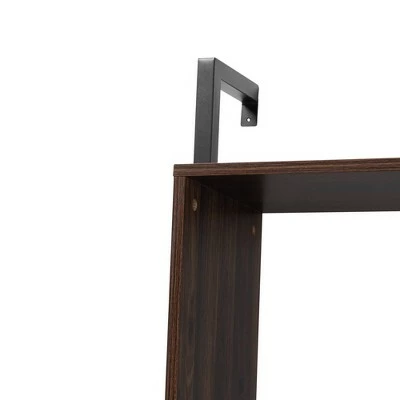 Fariat Walnut Wood and Metal Display Shelf with Desk Brown/Black - Baxton Studio 5 Fariat Walnut Wood and Metal Display Shelf with Desk Brown/Black - Baxton Studio - Image 3