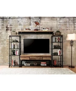 Stonehedge Industrial Pipe Inspired Pier Cabinet Black/Natural - HOMES: Inside + Out