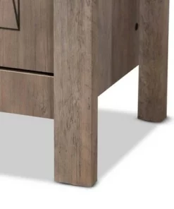 75.4" Derek Wood 2 Door Bookcase Oak - Baxton Studio -Bookshelves Sales Shop unnamed file 5167