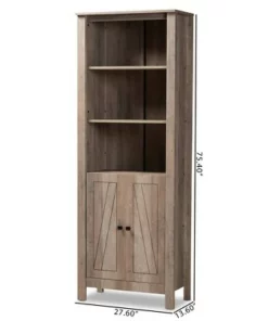 75.4" Derek Wood 2 Door Bookcase Oak - Baxton Studio -Bookshelves Sales Shop unnamed file 5170