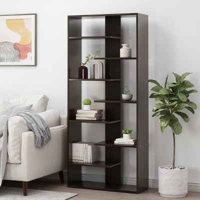 71" Sparks Modern Geometric High Shelf Bookcase Dark Gray - Christopher Knight Home 3 71" Sparks Modern Geometric High Shelf Bookcase Dark Gray - Christopher Knight Home