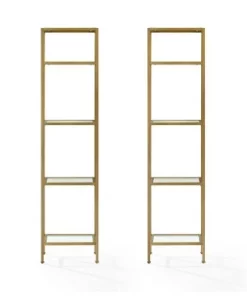 73" 2pc Aimee Narrow Etagere Set Gold - Crosley