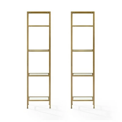 73" 2pc Aimee Narrow Etagere Set Gold - Crosley 3 73" 2pc Aimee Narrow Etagere Set Gold - Crosley