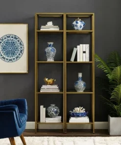 73" 2pc Aimee Narrow Etagere Set Gold - Crosley 9 73" 2pc Aimee Narrow Etagere Set Gold - Crosley -Bookshelves Sales Shop unnamed file 5203