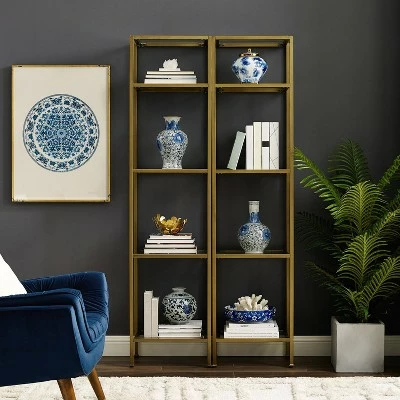 73" 2pc Aimee Narrow Etagere Set Gold - Crosley 5 73" 2pc Aimee Narrow Etagere Set Gold - Crosley - Image 3