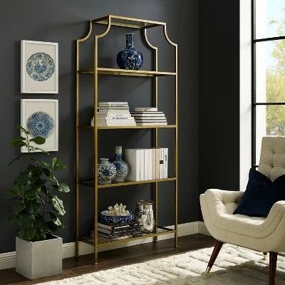 80.5" Aimee Etagere Gold - Crosley 9 80.5" Aimee Etagere Gold - Crosley - Image 7