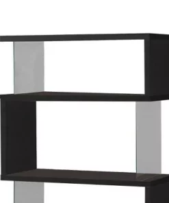 Coaster Home Furniture Contemporary Asymmetrical 63 inch Durable Snaking Home Living Room 5 Shelf Bookshelf with Tempered Glass Support, Black -Bookshelves Sales Shop unnamed file 5231