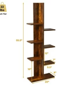 Costway 8-shelf Bookcase Freestanding Tree shelf Display Storage Stand BlackWhite -Bookshelves Sales Shop unnamed file 528