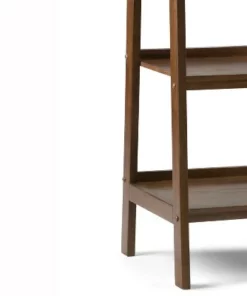 72"x24" Hawkins Solid Wood Ladder Shelf with Storage - Wyndenhall Medium Saddle Brown -Bookshelves Sales Shop unnamed file 5291