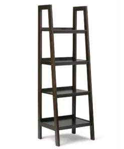 72"x24" Hawkins Solid Wood Ladder Shelf with Storage - Wyndenhall Medium Saddle Brown -Bookshelves Sales Shop unnamed file 5296
