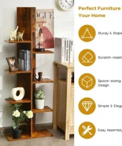 Costway 8-shelf Bookcase Freestanding Tree shelf Display Storage Stand BlackWhite -Bookshelves Sales Shop unnamed file 530