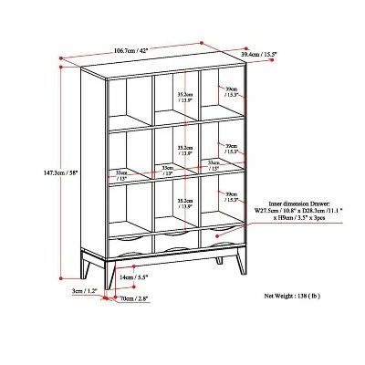 57" Pearson Solid Hardwood Cube Storage with Drawers Walnut Brown - WyndenHall 11 57" Pearson Solid Hardwood Cube Storage with Drawers Walnut Brown - WyndenHall - Image 9