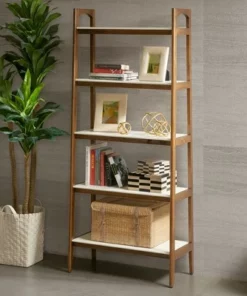 Madison Park 74" Avenu Shelf - Pecan/Off White -Bookshelves Sales Shop unnamed file 5319