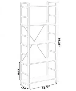 Fabulaxe Industrial Style 5 Shelf Wood and Metal Bookcase -Bookshelves Sales Shop unnamed file 5326