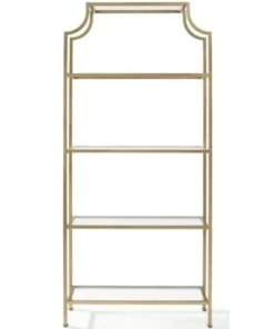 Metal Glass Bookcase in Antique Gold - Pemberly Row -Bookshelves Sales Shop unnamed file 5352