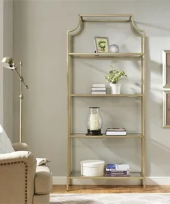 Metal Glass Bookcase in Antique Gold - Pemberly Row -Bookshelves Sales Shop unnamed file 5353