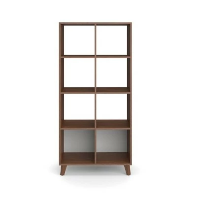 66" High Modern Cube Bookcase - HON BASYX Walnut 3 66" High Modern Cube Bookcase - HON BASYX Walnut